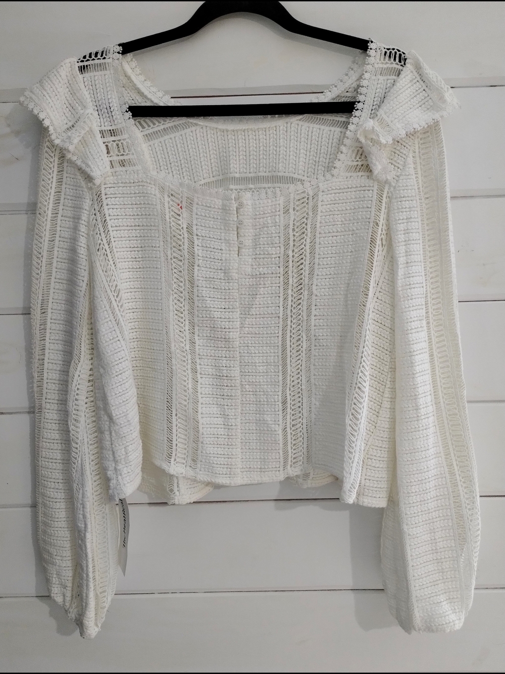 Sézane Line Blouse Ecru 38 M Cotton Lace Ruffle Romantic Top - Picture 4 of 13